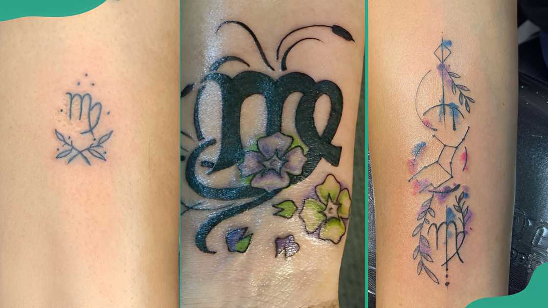 Virgo sign tattoos (L) flower (C) Watercolour (R) are among the Virgo tattoos