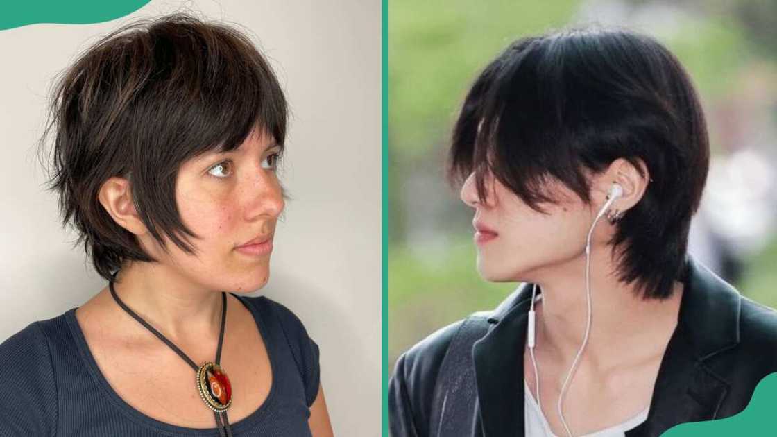 Straight wolf-cut with bottleneck bangs Straight wolf-cut with bottleneck bangs