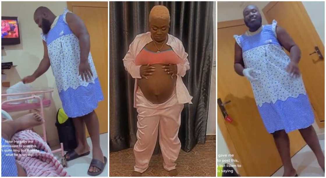 Photos of a man with his pregnant wife in the labour room. Photos of a man with his pregnant wife in the labour room.