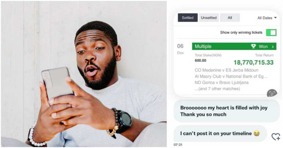 Sports bet, N18.7m, N600, Nigerian man wins sports bet of N18.7m Sports bet, N18.7m, N600, Nigerian man wins sports bet of N18.7m