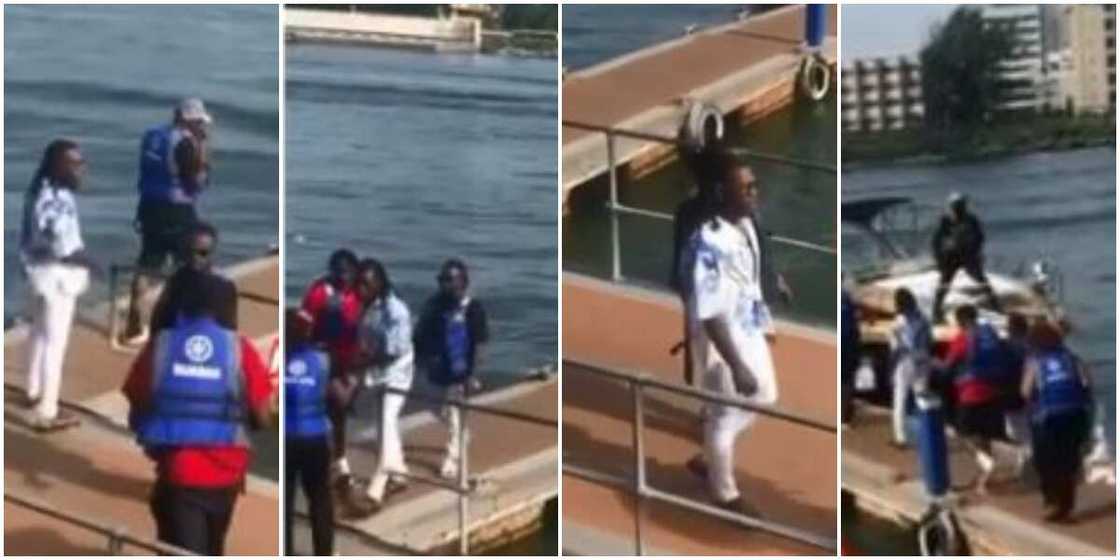 Burna Boy, fight, video shoot. Burna Boy, fight, video shoot.