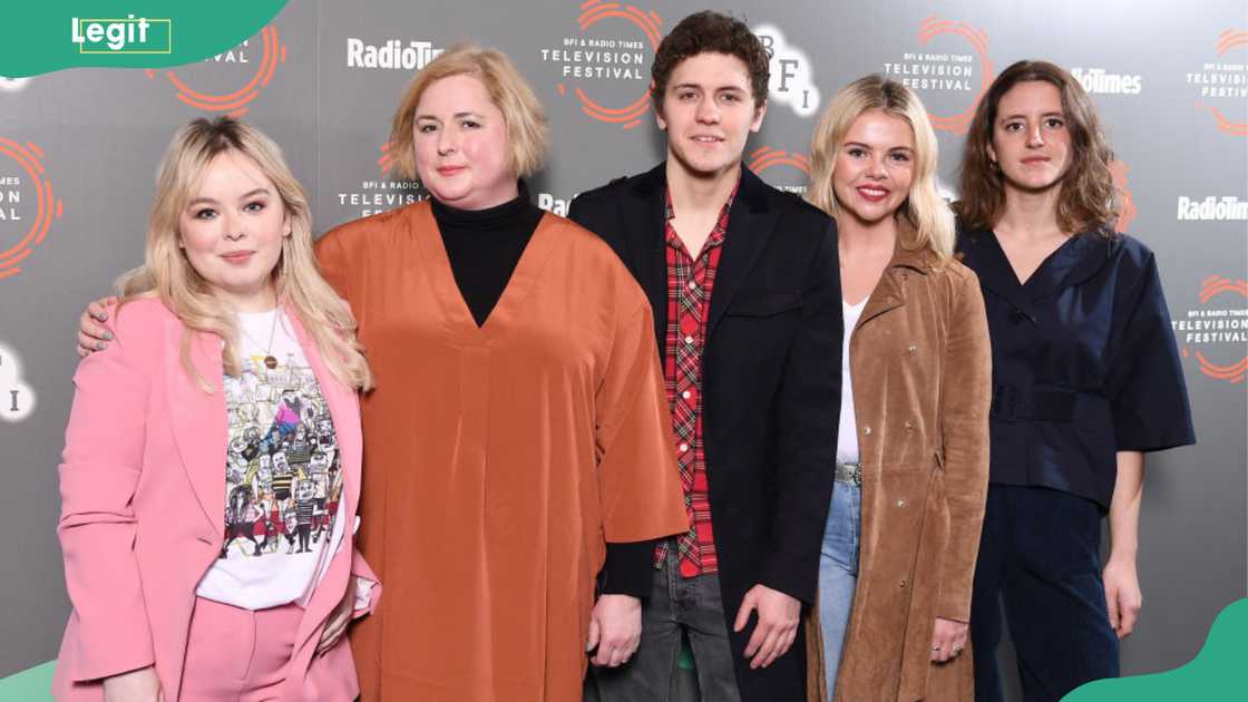 Derry Girls cast (L-R) Nicola Coughlan, Siobhan McSweeney, Dylan Llewellyn, Saoirse-Monica Jackson and Louisa Harland.