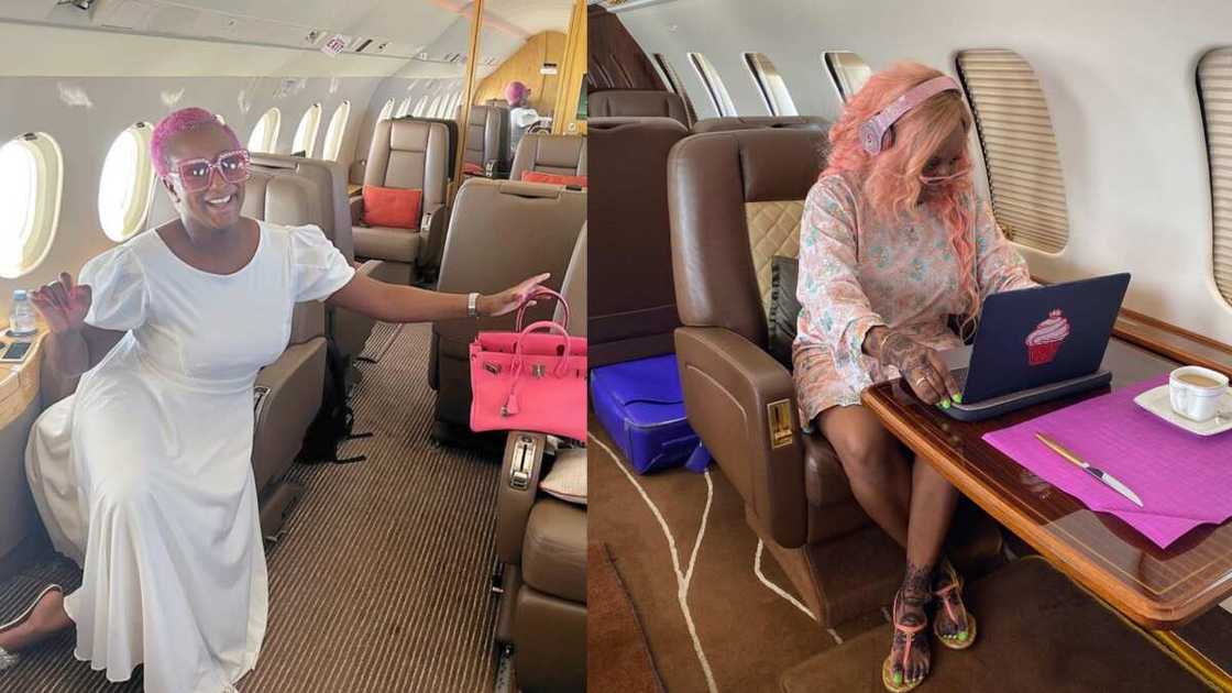 DJ Cuppy inside her aircraft DJ Cuppy inside her aircraft