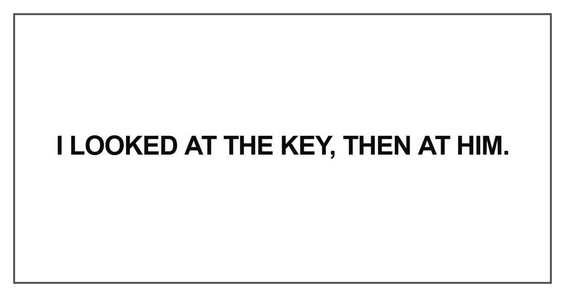 I looked at the key, then at him