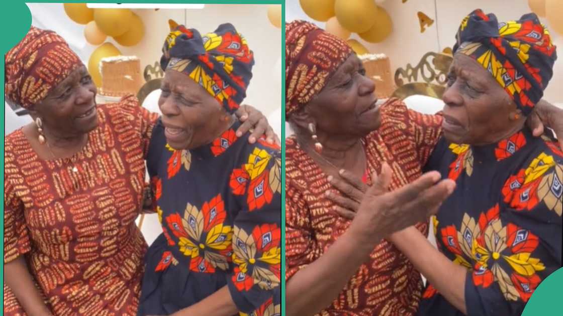 Two old women who are twins. Two old women who are twins.