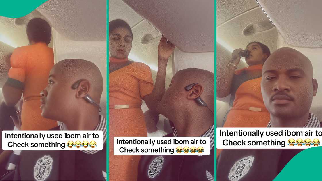 Man shares video of how Ibom Air hostess reacted when he joked with her during flight