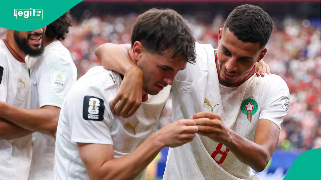 Azzedine Ounahi, Brahim Diaz, FIFA, World Cup, Canada, Morocco, Houston Stadium, Texas. Azzedine Ounahi, Brahim Diaz, FIFA, World Cup, Canada, Morocco, Houston Stadium, Texas.