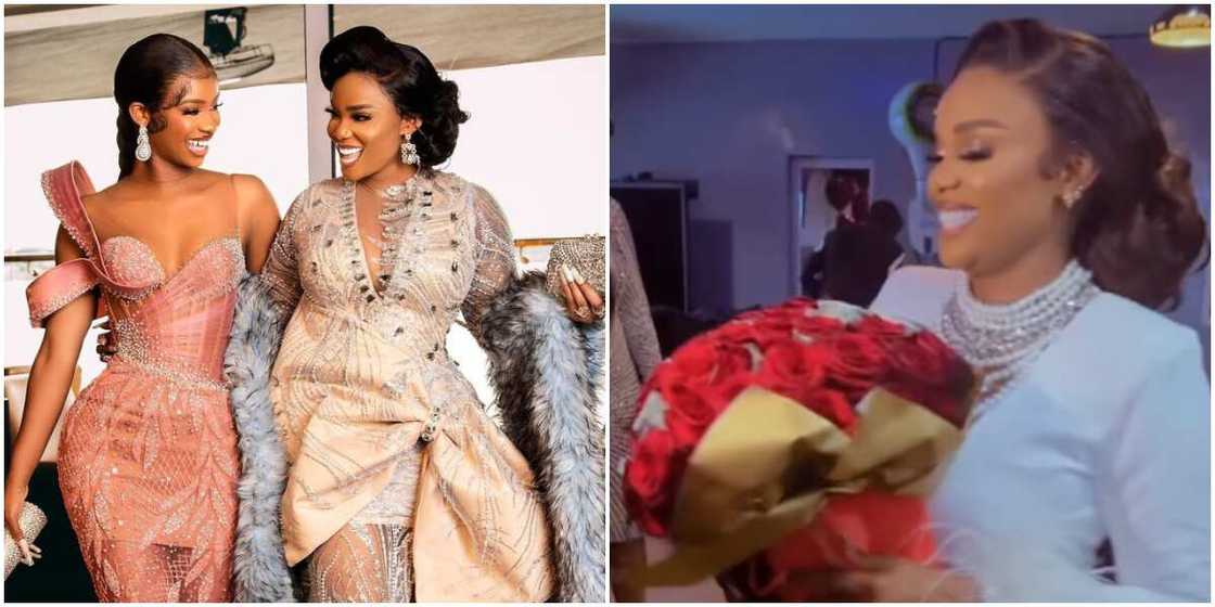 Iyabo Ojo with daughter Priscilla Ojo, Iyabo Ojo receives bouquet from daughter Priscilla Ojo Iyabo Ojo with daughter Priscilla Ojo, Iyabo Ojo receives bouquet from daughter Priscilla Ojo