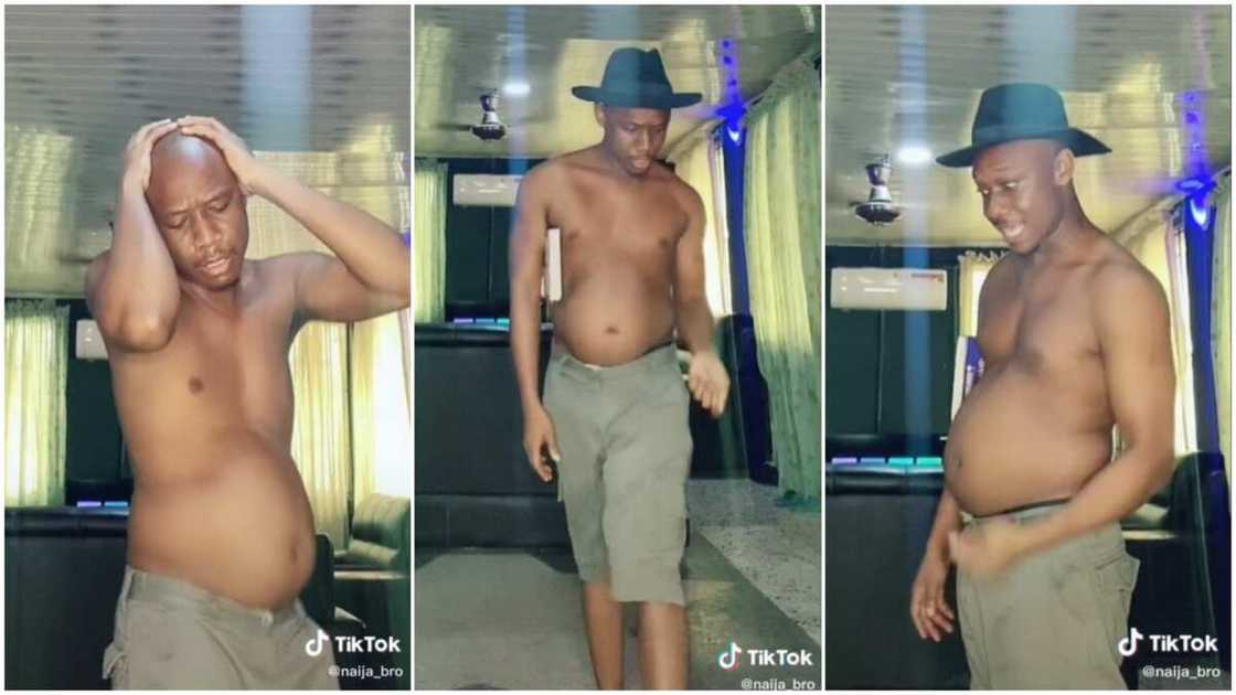 He danced with his potbelly. He danced with his potbelly.