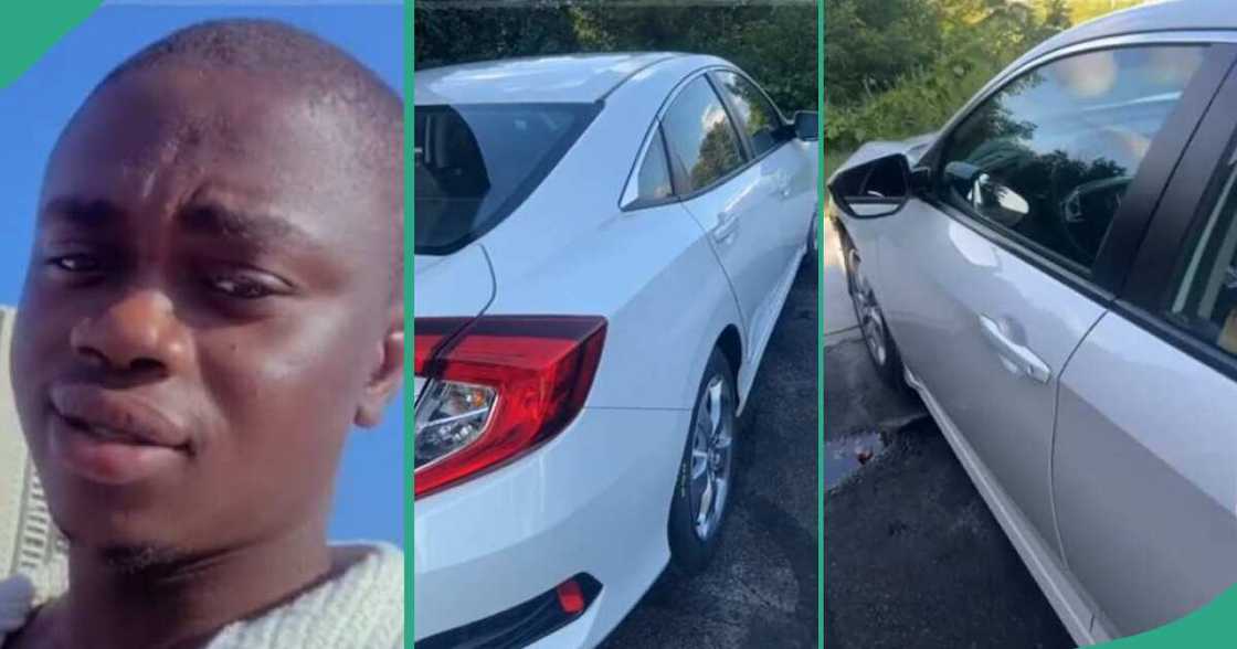 Photos of Abwire, a Nigerian man who bought a Honda Civic in Canada. Photos of Abwire, a Nigerian man who bought a Honda Civic in Canada.