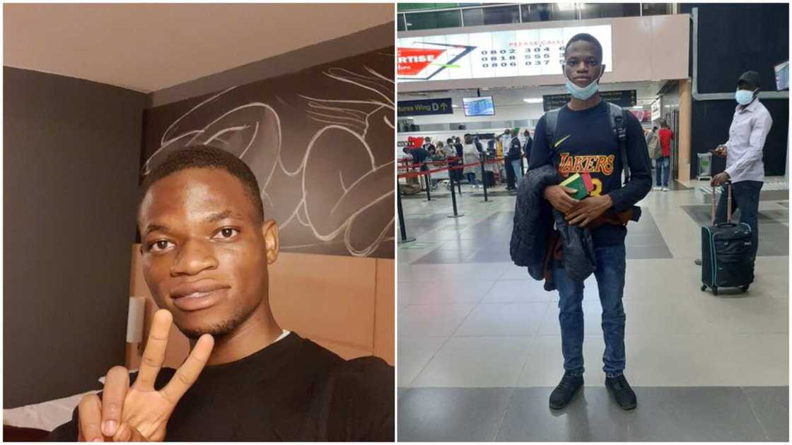 Bye bye Nigeria: Young man relocates to UK, shares his airport photo