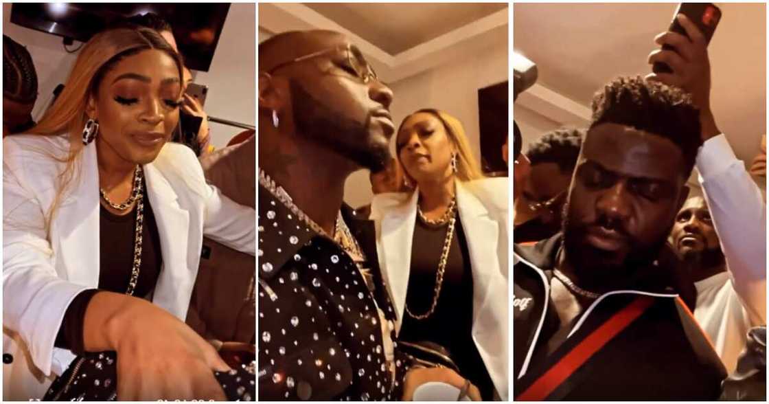 Moment Davido's elder sister led prayers backstage.