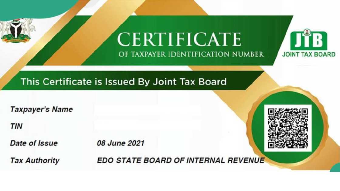 Tax Identification Number certificate