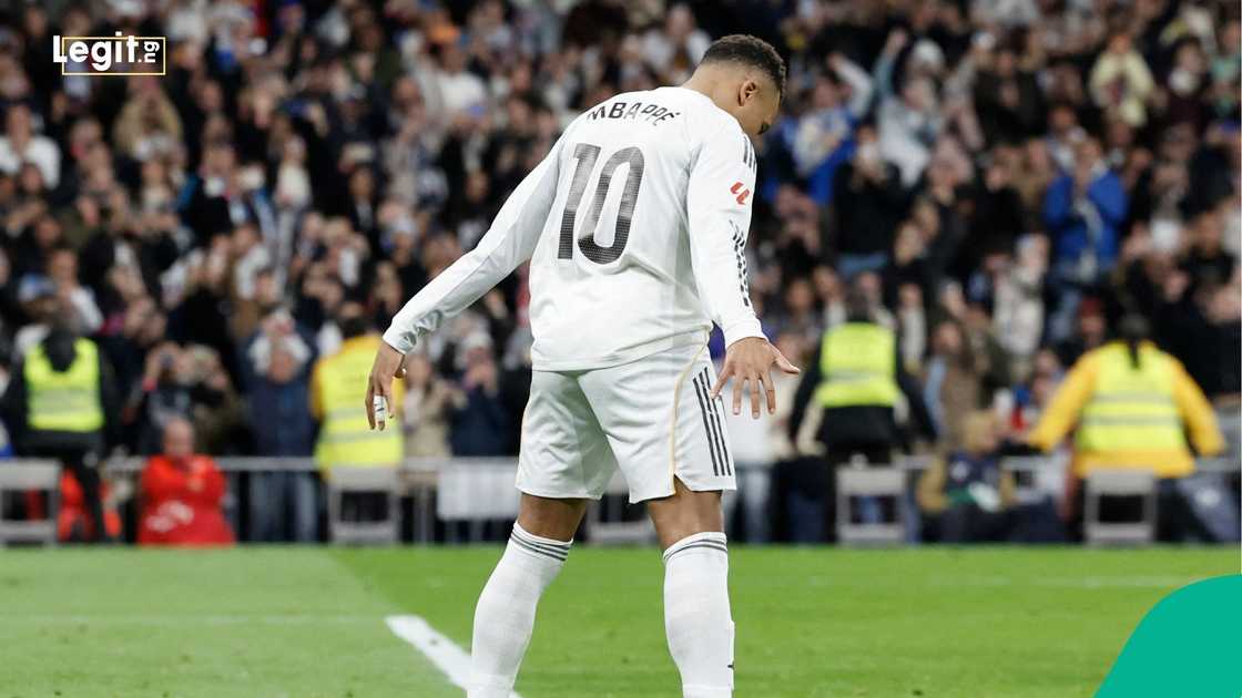 Kylian Mbappe, La Liga, Real Madrid, Sevilla, Santiago Bernabeu Stadium, Madrid. Kylian Mbappe, La Liga, Real Madrid, Sevilla, Santiago Bernabeu Stadium, Madrid.