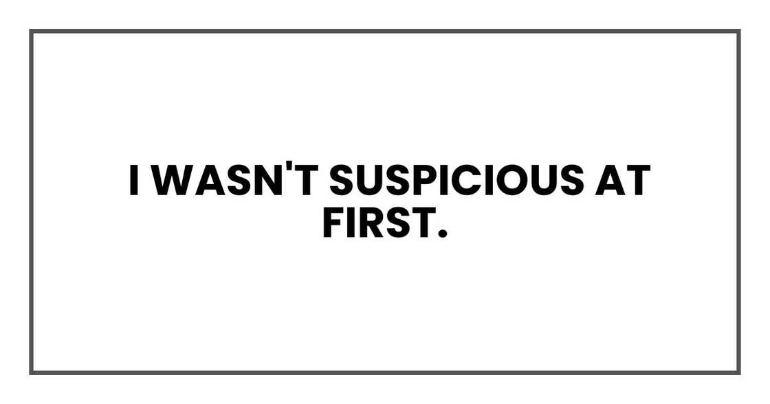I wasn't suspicious at first