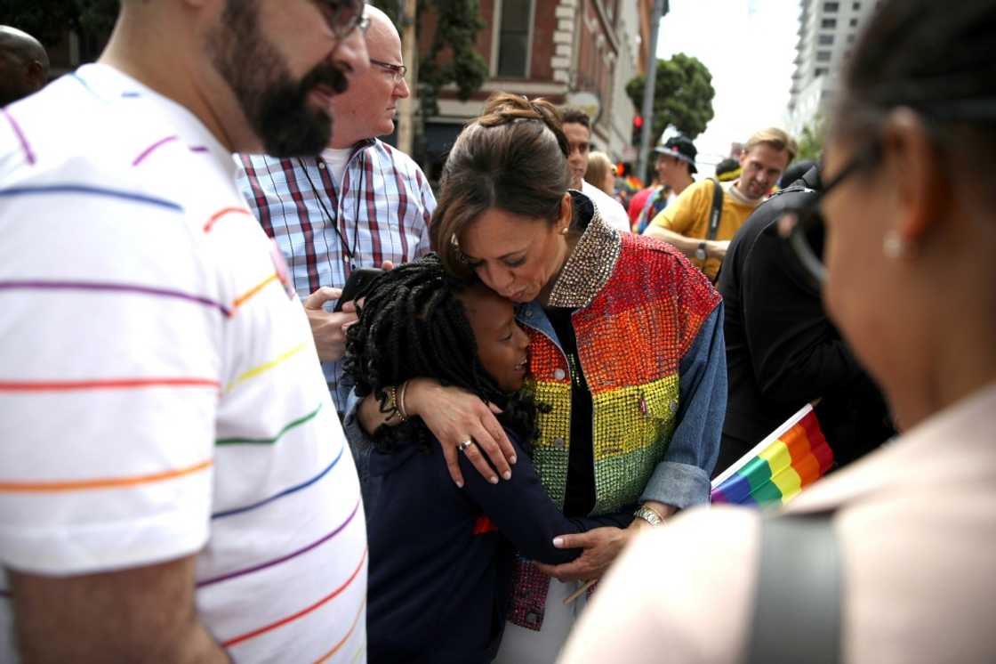 Kamala Harris, pictured at the San Francisco Pride Parade in 2019, was slammed for previous "woke" policies Kamala Harris, pictured at the San Francisco Pride Parade in 2019, was slammed for previous "woke" policies