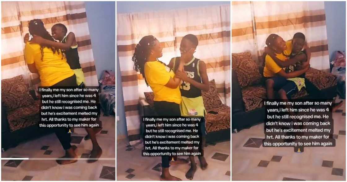 Nigerian mum, young son, reunion Nigerian mum, young son, reunion