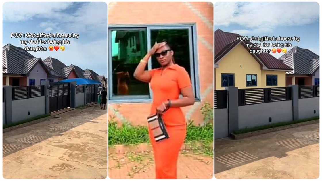 Photo of the daughter and her house Photo of the daughter and her house