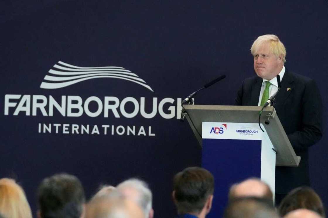 Britain's Prime Minister Boris Johnson spoke at the Farnborough Airshow Britain's Prime Minister Boris Johnson spoke at the Farnborough Airshow