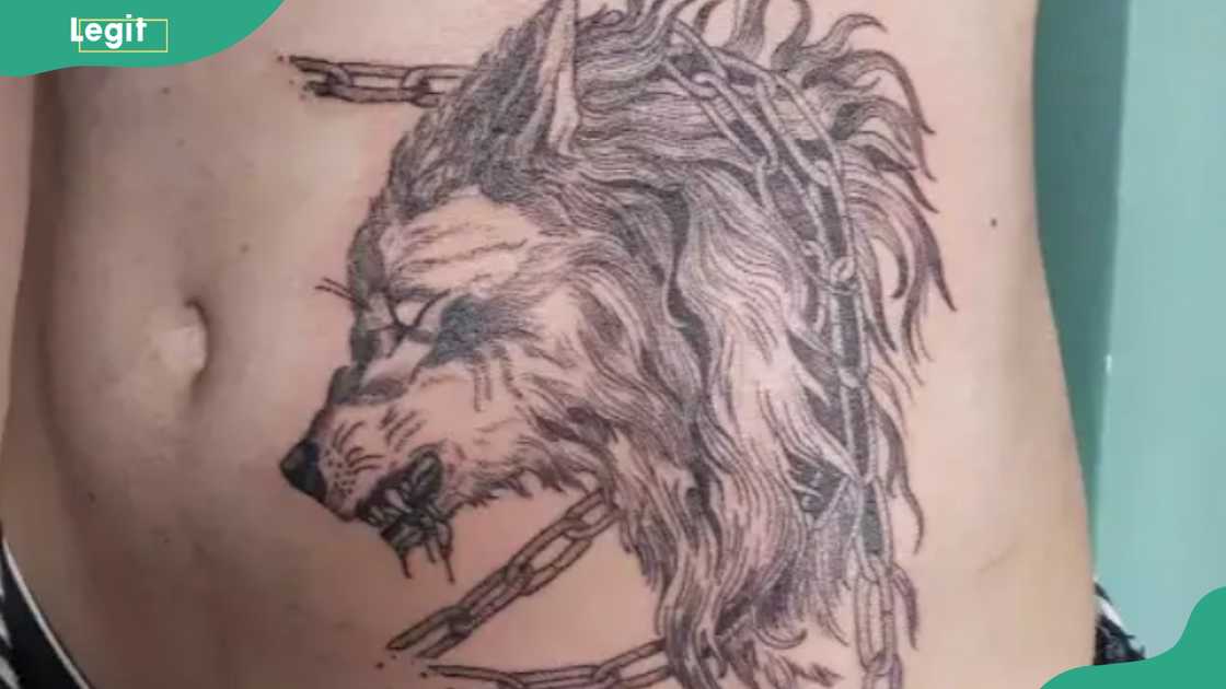 Fenrir belly tattoo