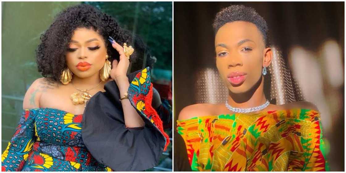Bobrisky and James Brown in their traditional outfits Bobrisky and James Brown in their traditional outfits