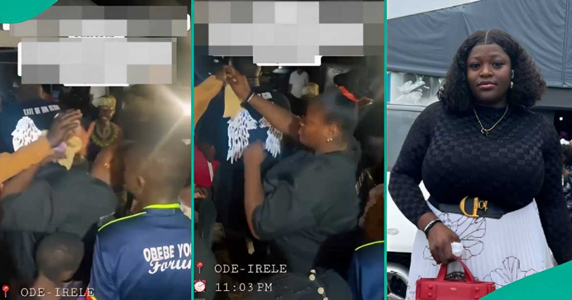 Nigerian lady shows man's strange act during father's burial at her hometown in Ode-Irele, Ondo state. Nigerian lady shows man's strange act during father's burial at her hometown in Ode-Irele, Ondo state.