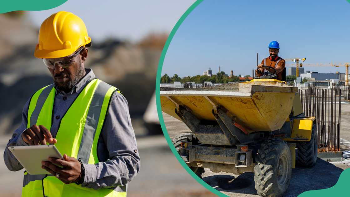 Male engineers at the construction site