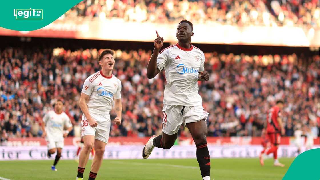 Akor Adams, Sevilla, Rayo Vallecano, La Liga, Football, Spain. Akor Adams, Sevilla, Rayo Vallecano, La Liga, Football, Spain.