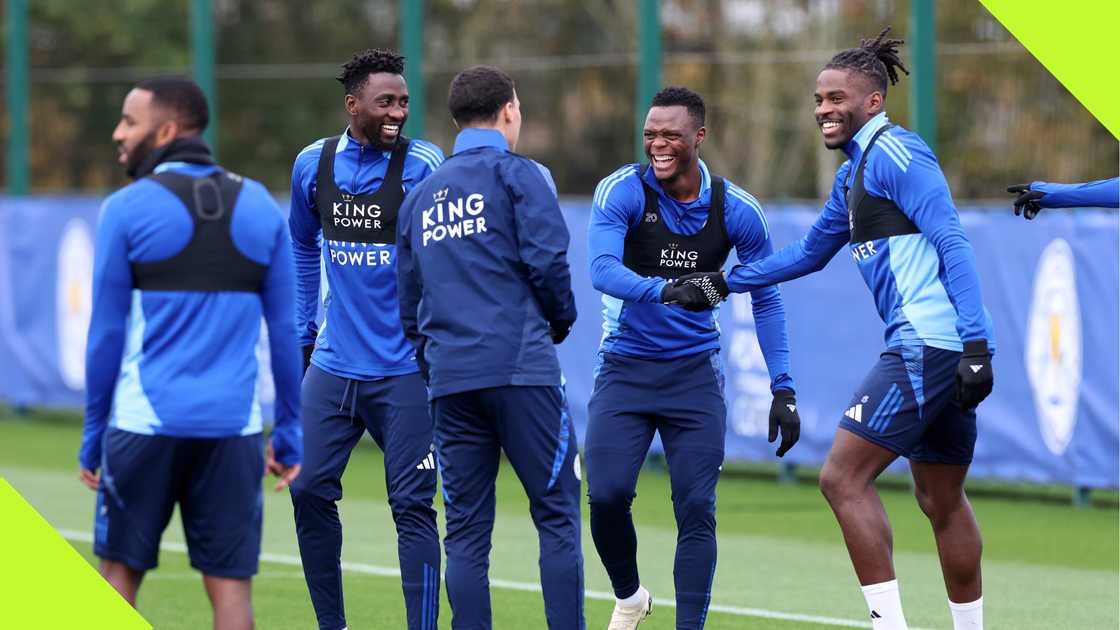 Caleb Okoli during a training session at Leicester City Caleb Okoli during a training session at Leicester City