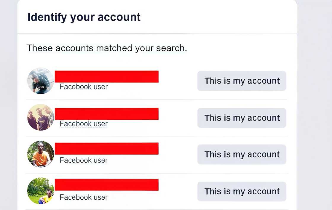 Screenshots of a Facebook account recovery process Screenshots of a Facebook account recovery process