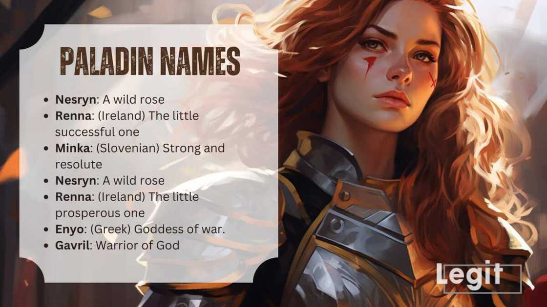 female paladin names female paladin names