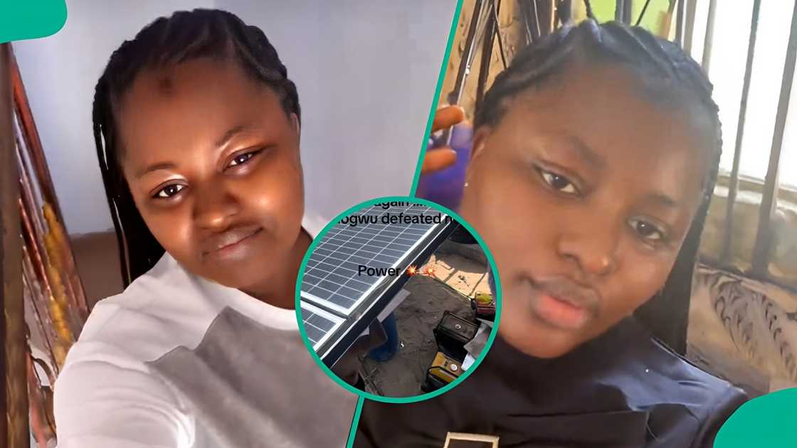 A Nigerian woman celebrates her husband after he installed solar electricity in their home A Nigerian woman celebrates her husband after he installed solar electricity in their home