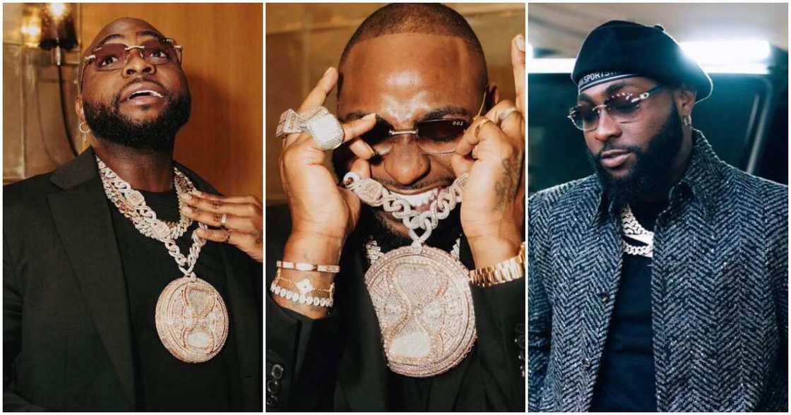 Davido wearing his new Timeless diamond neckpiece, Davido Davido wearing his new Timeless diamond neckpiece, Davido