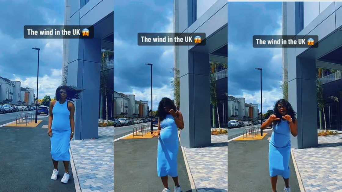 Amazing pregnant lady dances happily on street Amazing pregnant lady dances happily on street