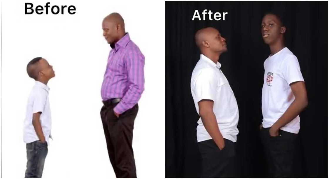 Photos of a man and his son. Photos of a man and his son.