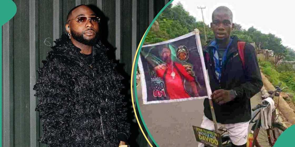 Davido reacts to fan riding bicycle from Benue to Lagos to meet him.