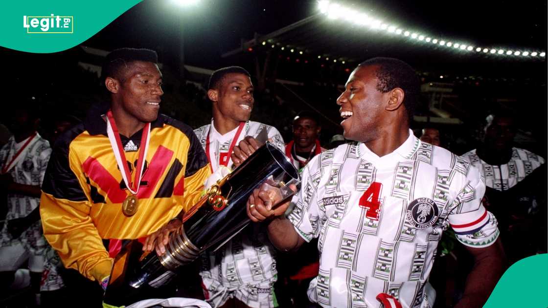 Peter Rufai, Sunday Oliseh, Stephen Keshi, Super Eagles, Nigeria, Zambia, AFCON 1994, Tunisia. Peter Rufai, Sunday Oliseh, Stephen Keshi, Super Eagles, Nigeria, Zambia, AFCON 1994, Tunisia.