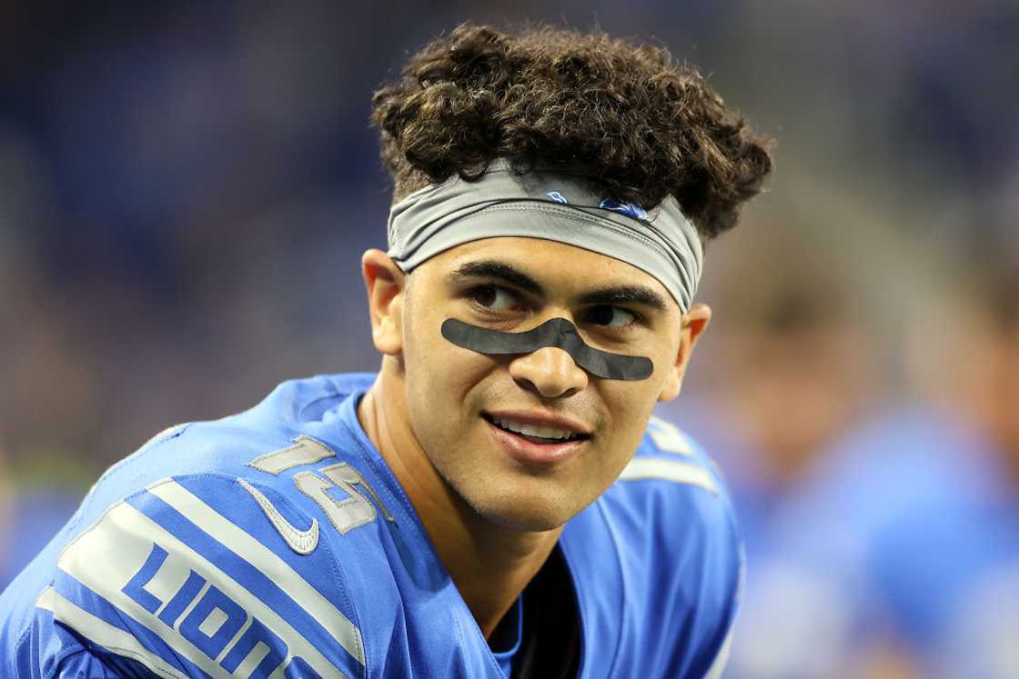 Detroit Lions wide receiver Sage Surratt watches from the sidelines during the first half of an NFL preseason football game Detroit Lions wide receiver Sage Surratt watches from the sidelines during the first half of an NFL preseason football game