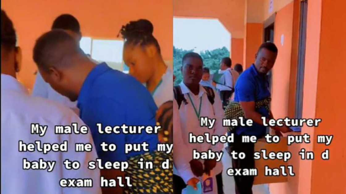 Lecturer backs baby in school Lecturer backs baby in school