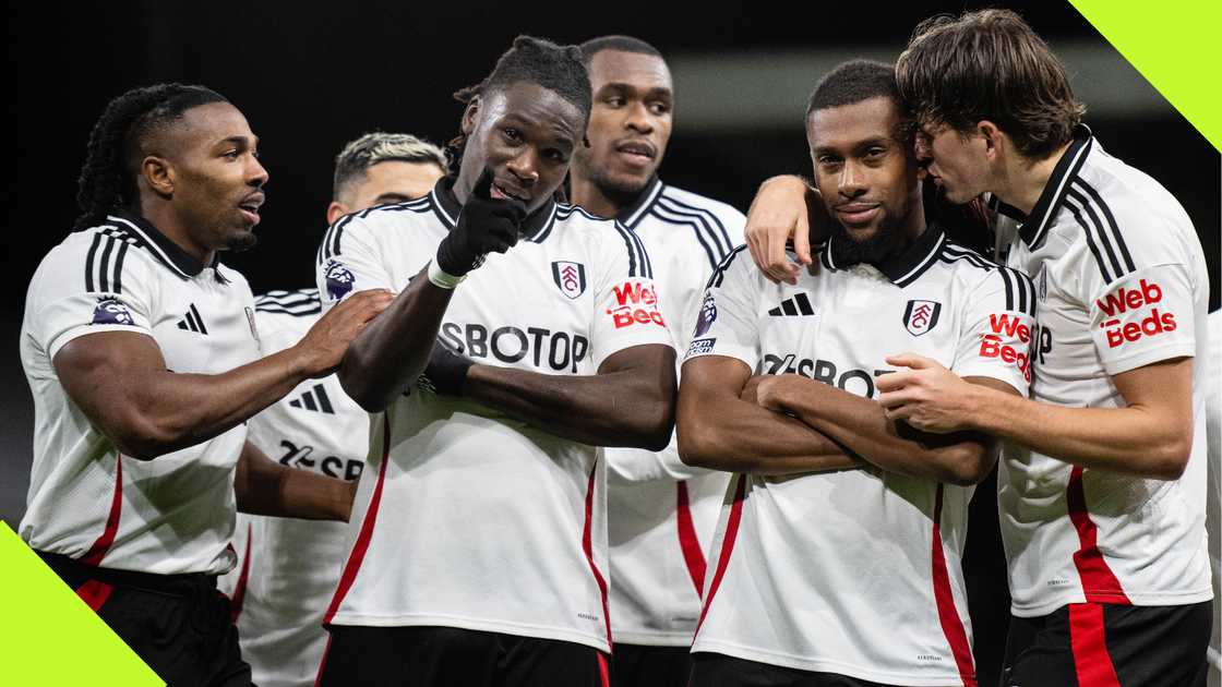 Alex Iwobi, Calvin Bassey, Adama Traore, Sander Berge, Fulham, Brighton, Craven Cottage, London, England, Premier League. Alex Iwobi, Calvin Bassey, Adama Traore, Sander Berge, Fulham, Brighton, Craven Cottage, London, England, Premier League.