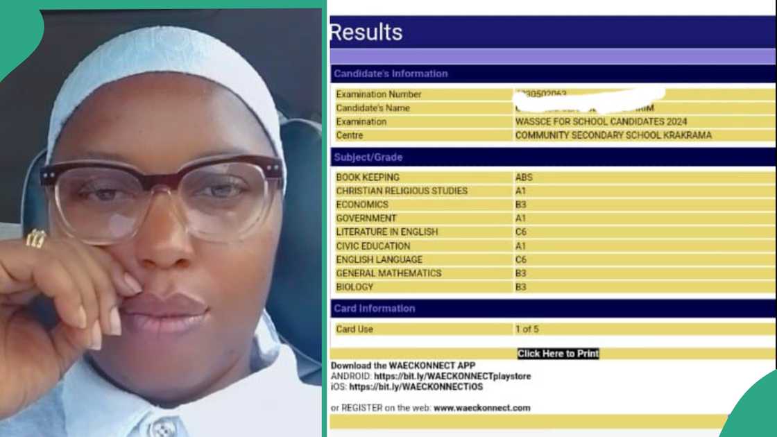 Nigerian woman shares WAEC result of girl who lives with her.