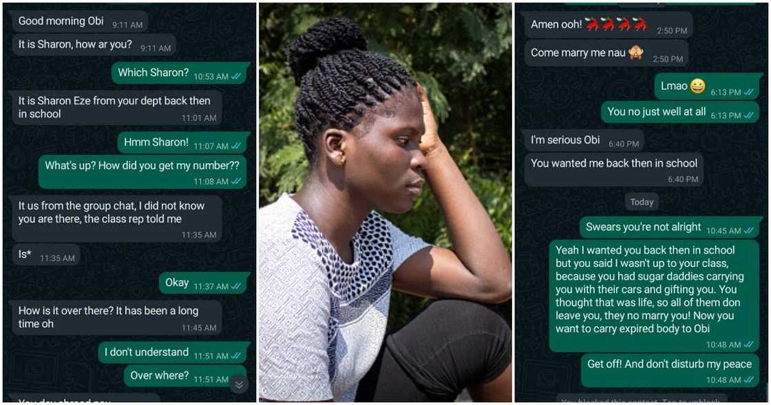 Whatsapp chats, man and old schoolmate, lady who rejected him, man ridicules lady who rejected him Whatsapp chats, man and old schoolmate, lady who rejected him, man ridicules lady who rejected him