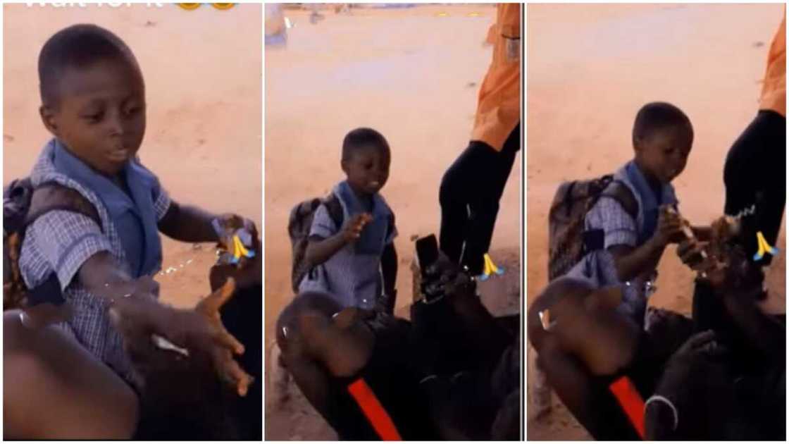 The boy's funny response made many people laugh. The boy's funny response made many people laugh.
