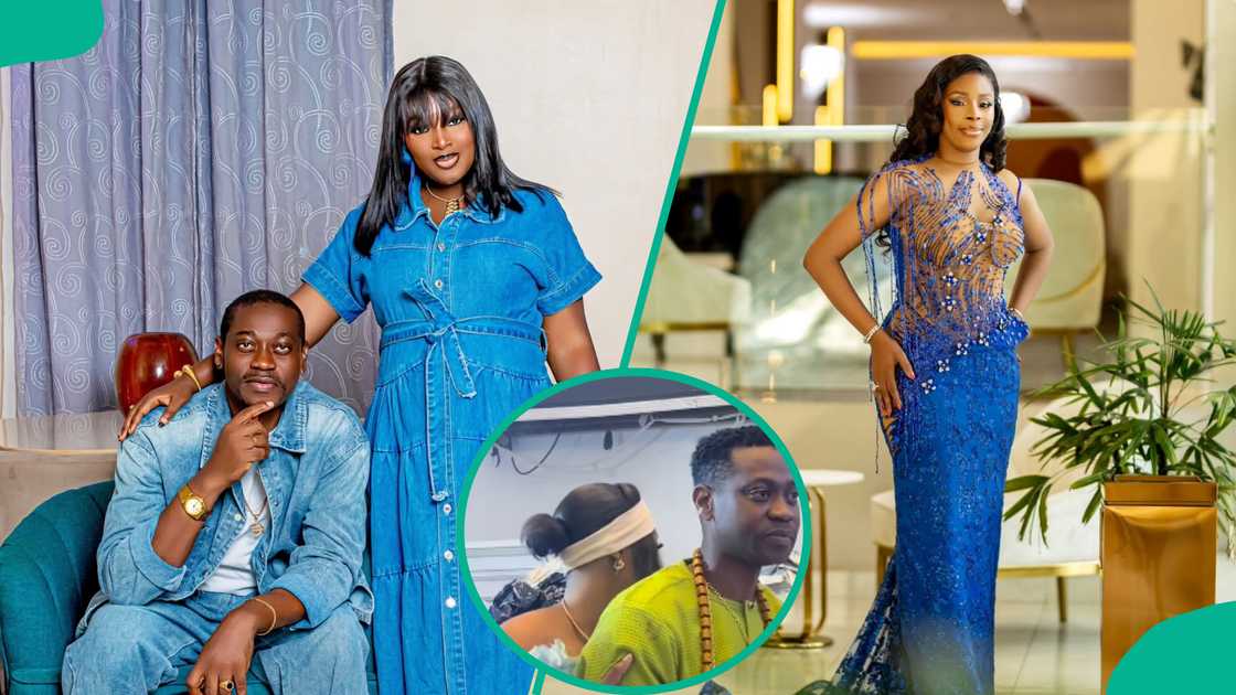 Aisha Lawal and Lateef Adedimeji exchange at his triplet's party trends