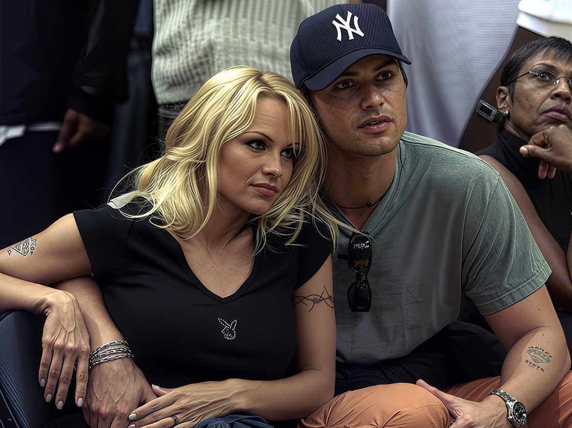 Pamela Anderson and Marcus Schenkenberg watch an NBA game in Los Angeles Pamela Anderson and Marcus Schenkenberg watch an NBA game in Los Angeles