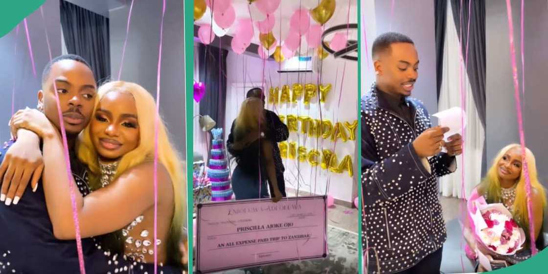 Priscilla receives gifts from Enioluwa on 23rd birthday