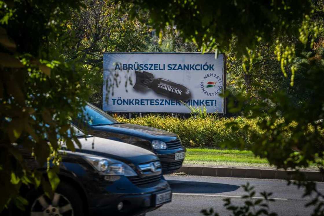 A government poster campaign has denounced the effect EU sanctions on Russia has had on Hungary A government poster campaign has denounced the effect EU sanctions on Russia has had on Hungary
