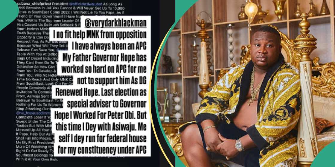 Cubana Chiefpriest opens up on Tinubu support after VDM’s criticism