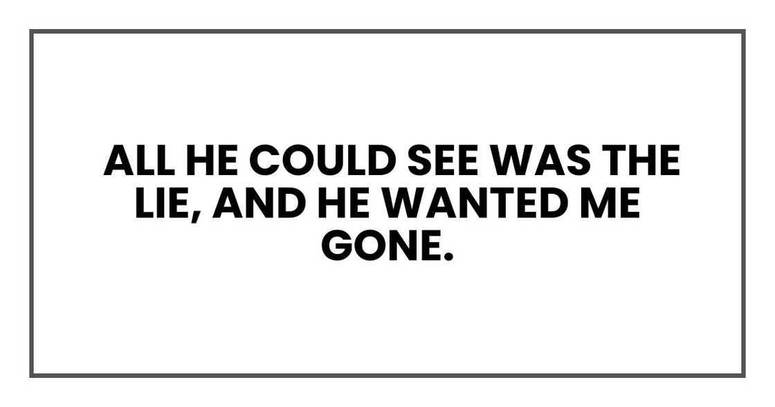 All he could see was the lie, and he wanted me gone.