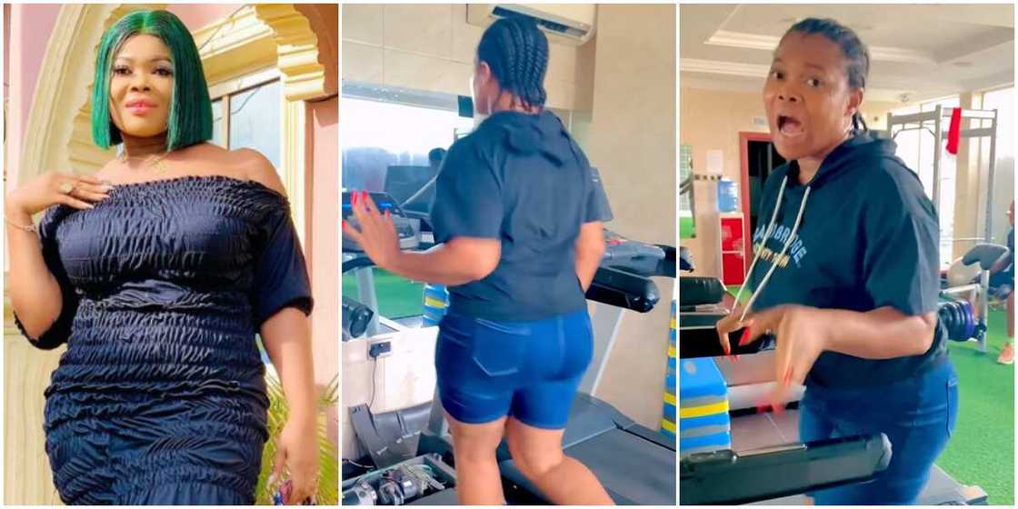 Nollywood actress Ruby Orjiakor, Ruby Orjiakor at the gym with jean shorts Nollywood actress Ruby Orjiakor, Ruby Orjiakor at the gym with jean shorts